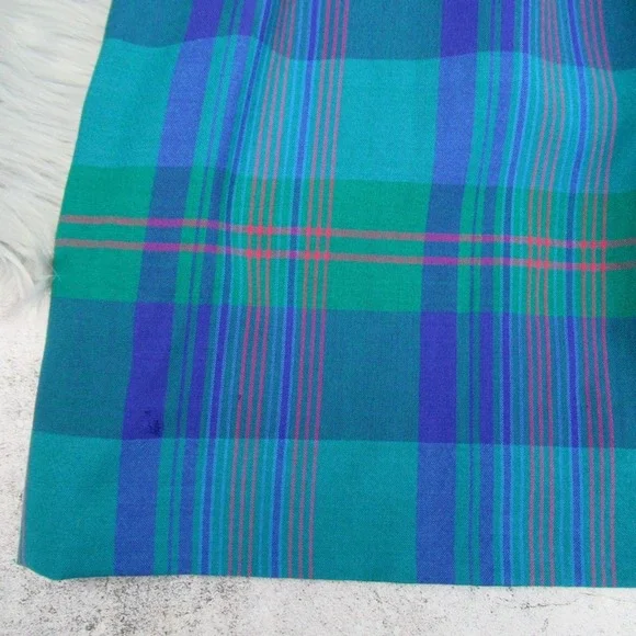 Vintage Miss Pendleton Blue Plaid Pleated Midi Skirt Virgin Wool Women’s XS - Picture 6 of 14